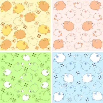 Illustration shows two patterns with lambs Stock Illustration