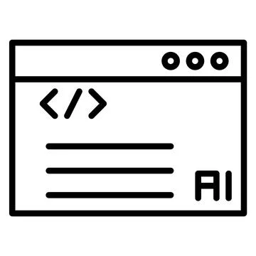 Illustration shows website interface with coding syntax and AI text represent Stock Illustration