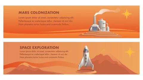 Illustration Shuttle Technical Building Red Planet Stock Illustration