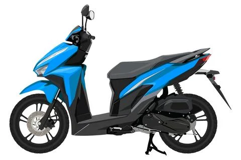 Illustration of Side View Blue Motorcycle Stock Illustration