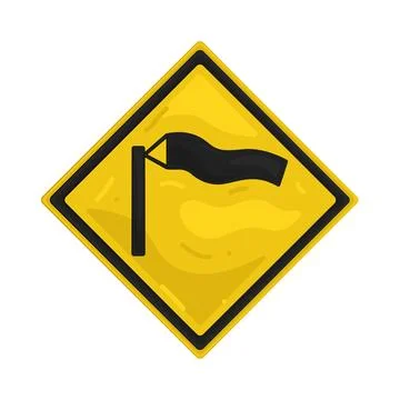 Illustration of side wind warning sign Stock Illustration
