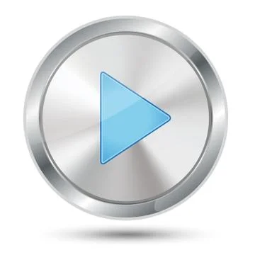 Illustration of a silver play button isolated on a white background Stock Illustration