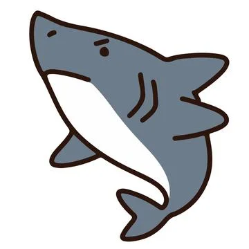Illustration of simple and cute shark swimming Stock Illustration
