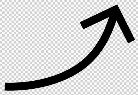 Illustration of a simple black upward-sloping arrow Иллюстрация