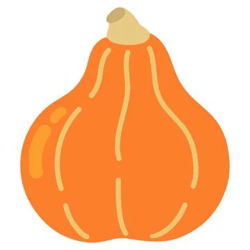 Illustration of simple flat colored French orange pumpkin potimarron Stock Illustration
