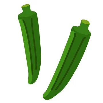 Illustration of simple flat colored green okra vegetables Ilustración de archivo