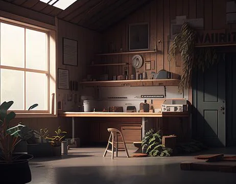 An Illustration of a Simple Modern Home Workshop Ilustración de archivo
