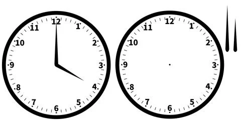 Illustration of a simple monochrome circular clock. Stock Illustration