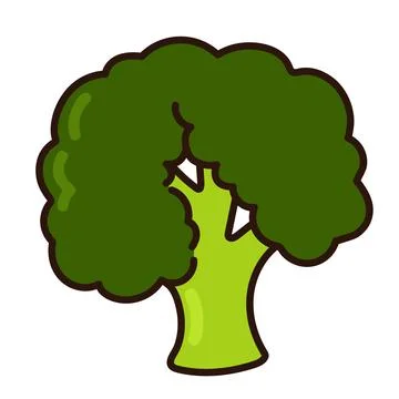 Illustration of simple outlined green broccoli Stock Illustration