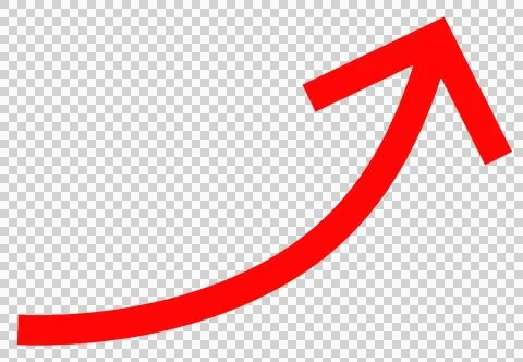 Illustration of a simple red upward-sloping arrow Stock Illustration