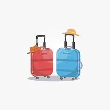 Illustration Simple Small Suitcase Trolley on Wheels. Stock Illustration