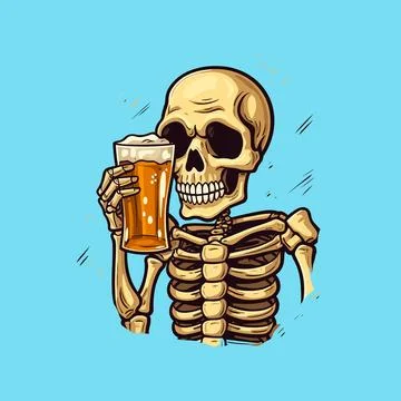 Illustration of skeleton drinking beer Stock Illustration
