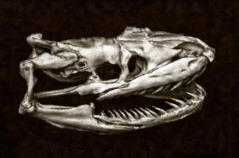 Illustration skeleton, python skull, skull, bones, anatomy, animals, Stock Illustration