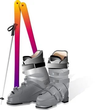 Illustration of ski, with white background vector-eps Stock Illustration