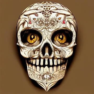 Illustration of skull with flowers Stock Illustration
