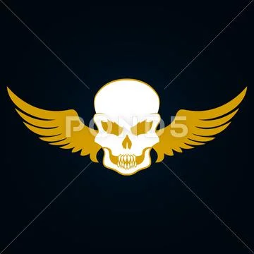 Illustration of a skull with wings Stock Illustration
