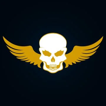 Illustration of a skull with wings Stock Illustration