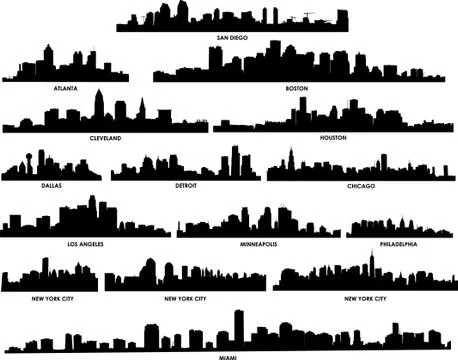 Illustration of skylines, with white background vector-eps Stock Illustration