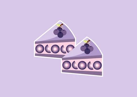 Illustration of a slice of blueberry cake Illustrazione stock