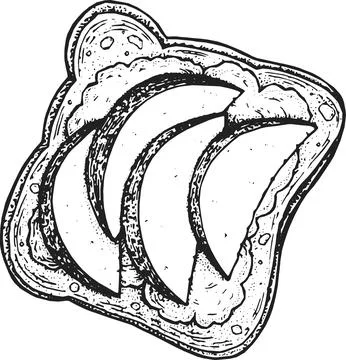 Illustration of a slice of bread in engraving style. Stock Illustration