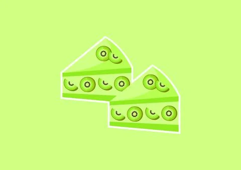 Illustration of a slice of kiwi cake Stock Illustration