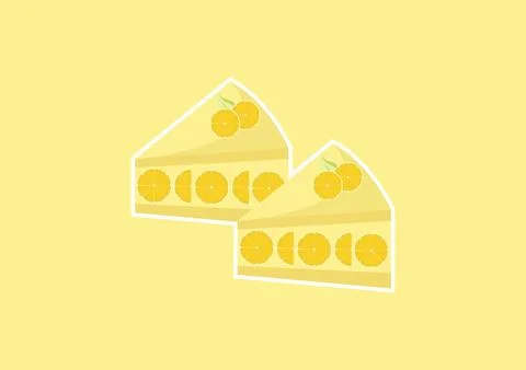 Illustration of a slice of lemon cake Stock Illustration
