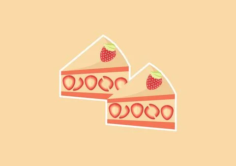 Illustration of a slice of strawberry cake Stock Illustration