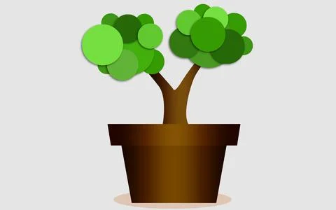 Illustration of a small potted tree isolated on a white background Stock Illustration
