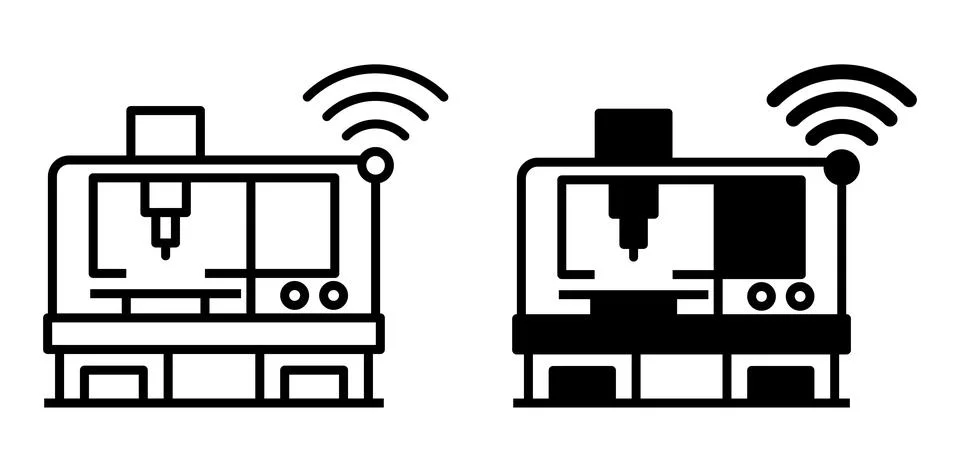 Illustration of Smart Manufacturing Machine with Wireless Technology Stock Illustration