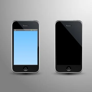 Illustration of a smart phone with editable screen and screen when its off Stock Illustration