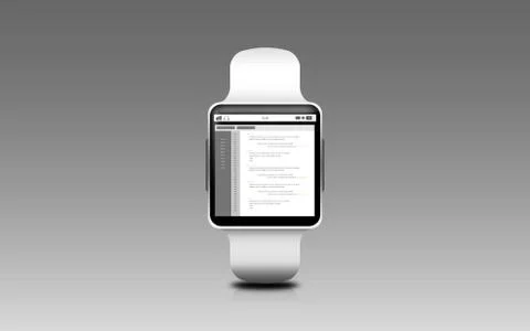 Illustration of smart watch with coding on screen Illustrazione stock