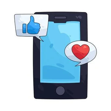 Illustration of smartphone with like and heart Stock Illustration