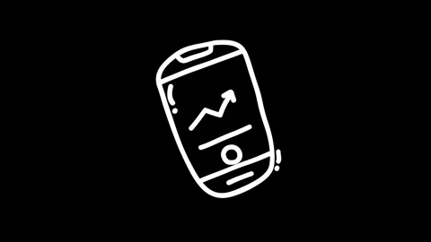 Illustration of a smartphone displaying a growth chart on a black backgroun.. Stock Footage 320023046