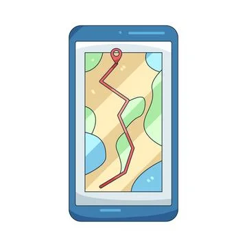 Illustration of smartphone with a navigation map 스톡 일러스트