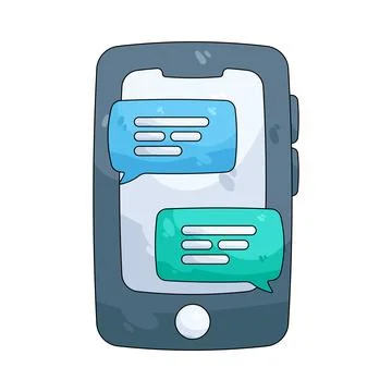 Illustration of smartphone with text message 库存插图