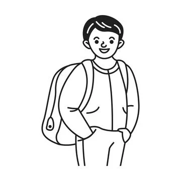 Illustration of smiling boy with backpack Stock Illustration
