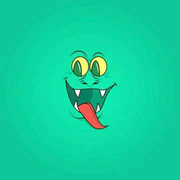 Illustration of smiling reptile face with sharp teeth	 Illustrazione stock
