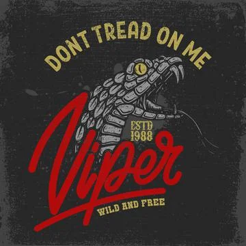 Illustration of snake cobra, python, viper in vintage monochrome style. Desig 스톡 일러스트