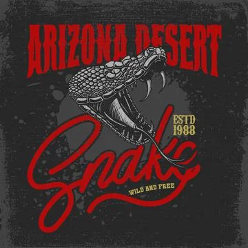 Illustration of snake head, cobra, python, viper in vintage monochrome style. Stock Illustration