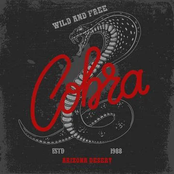 Illustration of snake head, cobra, python, viper in vintage monochrome style. Illustrazione stock