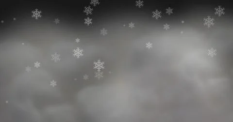 Illustration of snowflakes pattern in cloudy sky, copy space Stock Illustration