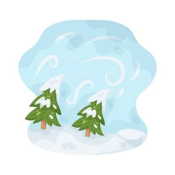 Illustration of snowy pine trees in winter storm Stock Illustration