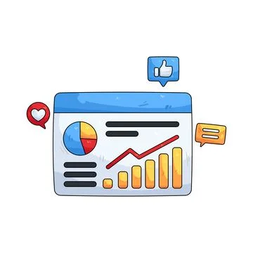 Illustration of Social analytics and statistics Stock Illustration