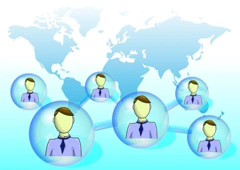Illustration of social network with world map Stock Illustration