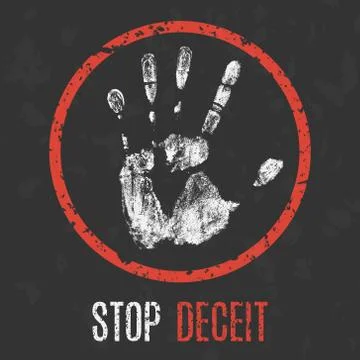 Illustration. Social problems of humanity. Stop deceit. Ilustração Stock
