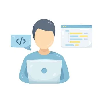 Illustration of software developer coding Stock Illustration