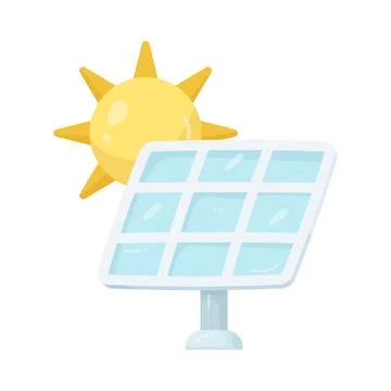 Illustration of solar panel and sun Stock Illustration