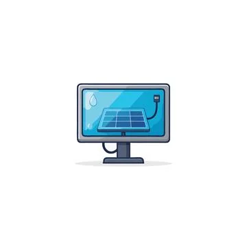 Illustration of a Solar Panel Interface Displayed on Computer Screen Showca.. Illustrazione stock
