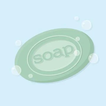 Illustration of a solid bar of soap with bubbles. Stock Illustration