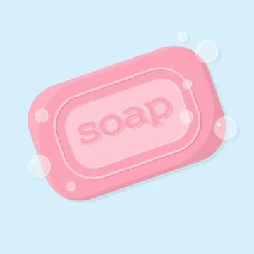 Illustration of a solid bar of soap with bubbles. Stock Illustration